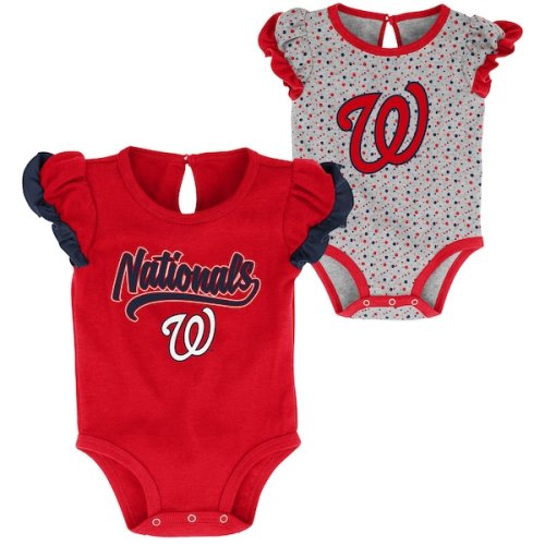 Girls Newborn Washington Nationals Red/Heathered Gray Scream & Shout Two-Pack Bodysuit Set