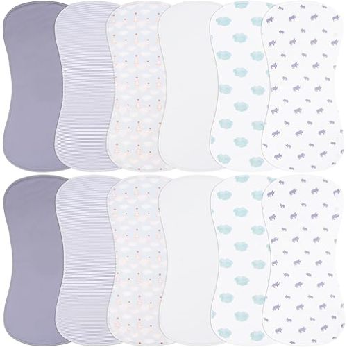 Baby Burp Cloths & Baby Bibs 2-in-1 Design Large Size 3 Layers Thicken Cotton Super Absorbent and Soft Baby Spit Up Burping Rags Baby Burp Cloth Set for Boys and Girls Solid 12 Pack