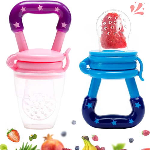 2PCS Baby Fruit Feeder Pacifier- Fresh Food Nibbler, Infant Fruit Teething Toy, Food Grade Silicone Pouches for Toddlers & Kids