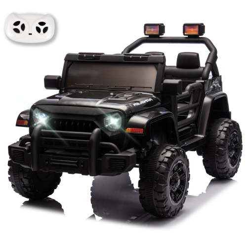 Xuanlur 12V Kids Ride on Car with Remote Control, Ride on Toys w/ Dual Drive, Four-Wheel Suspension, Bluetooth Music, LED Lights, USB, Shock Absorption, Toys Car for Kids Aged, Black