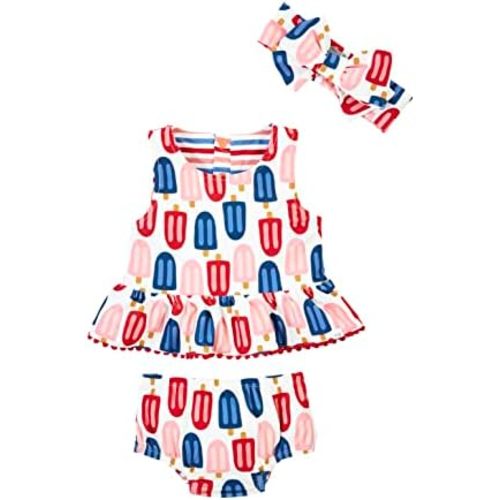 Mud Pie Girls Swimsuit & Headband Set