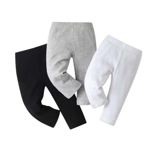 Infant Baby Girl 3 Pack Solid Pants and Casual Leggings Black & White & Grey 0-3 Months