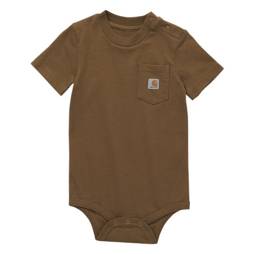6-9M Carhartt Brown Kids' Short Sleeve Pocket Bodysuit (Baby) | Carhartt