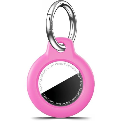 MOLOSLEEVE Case for AirTag 2nd Gen (2026) & 1st Gen, Shockproof Holder Anti-Scratch Protective Cover for Air Tags, Men's Women's Keyrings & Keychains for Keys, Luggage, Bags, Rose Red