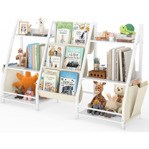 SUGIFT Kids Bookshelf and Toy Organizer, 3-Tier Bookshelf for Kids, Sturdy Kids Bookcase with Storage, Toddler Book Shelf