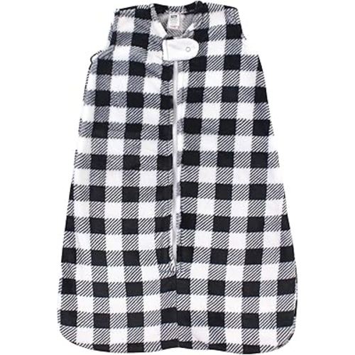 Hudson Baby Unisex Baby Plush Sleeping Bag, Sack, Blanket, Black Plaid, 12-18 Months