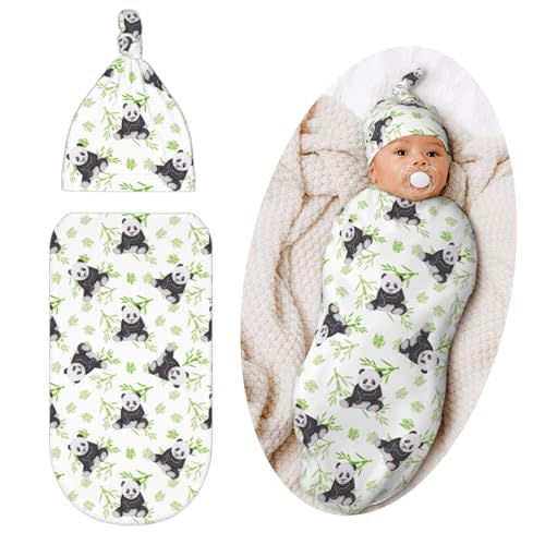 Panda Swaddle Blanket with Hat for Baby, Swaddling Panda Theme Baby Stuff