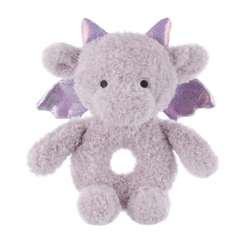 Apricot Lamb Purple Dragon Soft Baby Rattle for Boys and Girls, Plush Stuffed Animal Rattle Toy Lovey for The Newborn, 0-3 Months, 0-6 Months and Above