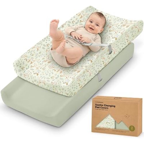 2-Pack Organic Changing Pad Covers for Girl, Boy, 100% Cotton (Foxtrot)