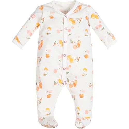 3-6 Under the Nile Organic Cotton Snap Front Footie - Cherry Picking - 3-6 Months