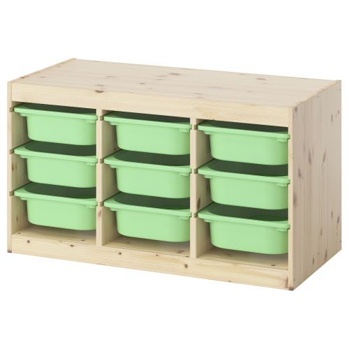 TROFAST Storage combination with boxes - light white stained pine/light green 36 5/8x17 3/8x20 1/2 "