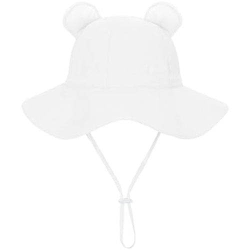 Jastore Baby Girl Boy Sun Hat with UPF 50+ Bear Ear Infants Boys Cap Outdoor Adjustable Beach Hat with Wide Brim Bucket Hats