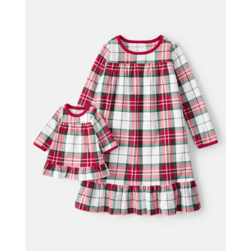 Plaid Print Fleece 2-Piece Night Gown & & Matching Doll Gown - Red/White - Carter's | Carter's