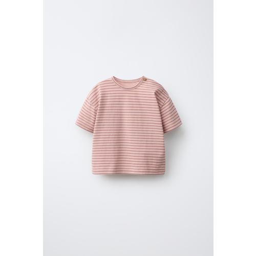 STRIPED PRINT T-SHIRT - Pastel pink | ZARA United States