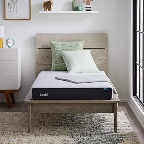 Lucid® 6" Firm Gel Memory Foam Mattress – Bamboo Charcoal & Cooling Gel – Fiberglass Free – Bed in a Box – CertiPUR-US® Certified – Twin Size