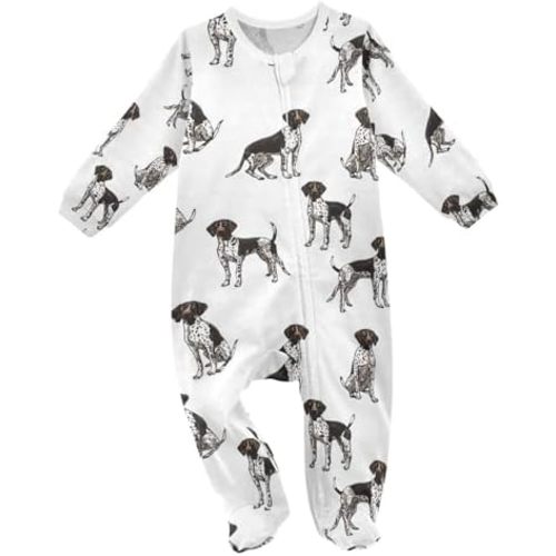 Plaaee Unisex-baby One-piece Footie,German Shorthaired Pointers1 Zip Up Jumpsuit Footed Sleep and Play 3-24M