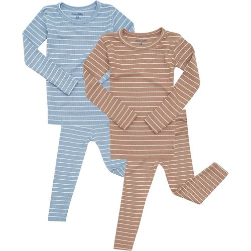AVAUMA Stripe Pattern Baby Boys Girls Pajama Set Kids Toddler Snug fit Ribbed Sleepwear pjs for Daily Life Style