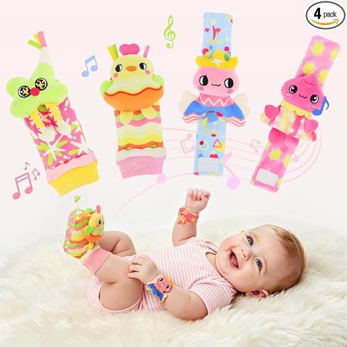 Rattle Socks for Babies 0-6 Months, Baby Wrist Rattles Set | Baby Shower Gifts for Newborns, 0-3 6-12 Months Baby Boys Girls, Expecting Moms Essentials