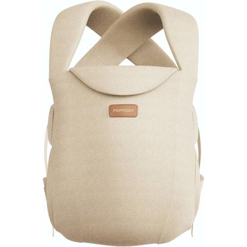Momcozy Newborn Carrier WeeSnug- Lightweight and Cozy Comfort for 7-25 lbs, Ergonomic Cross-Back Support, Effortless to Put On, Hands-Free Baby Carrier with Lumbar Support, Khaki
