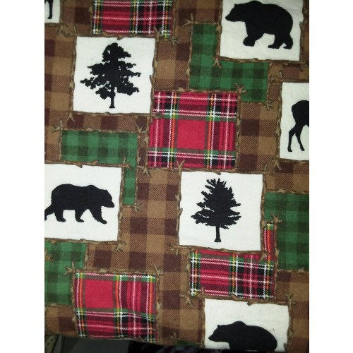 Lumberjack and Woodland Animals Plaid Double Sided Flannel Baby Blanket