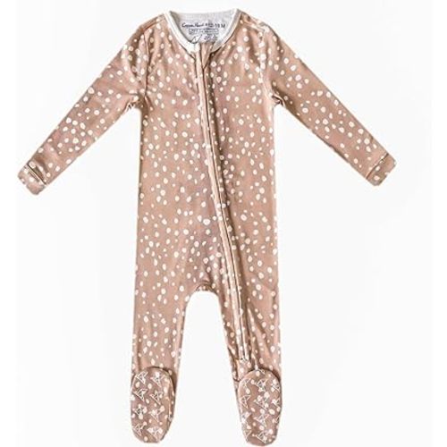 Copper Pearl Zip-Up Footie Baby Pajamas: Ultra-Soft Boys Pajamas and Girls Pajamas, Premium Knit Fabric in Stylish Prints, Tag-Free with Two-Way Zipper, Sized Newborn to 24 Months, Fawn