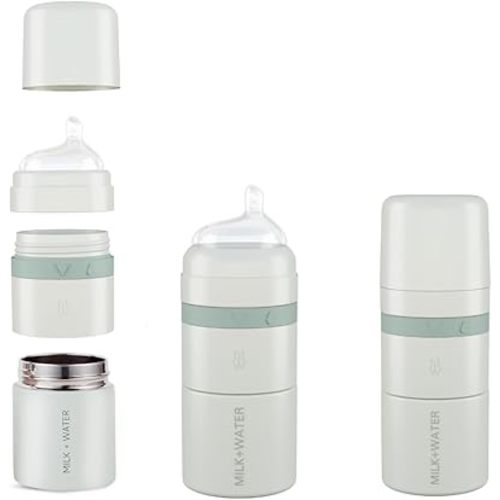 MILK & WATER All in One Baby Bottle & Baby Formula Dispenser On The Go, 5oz - Keeps Water Warm & Formula Fresh - Baby Formula Mixing Bottle with Anti Colic Nipple - Leak-Proof - 0+ Months (Green)