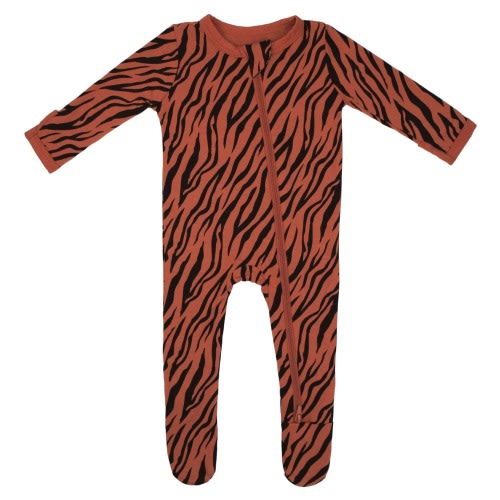 Zippered Footie in Rust Tiger
