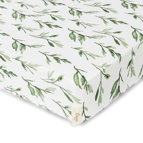 Parker Green Leaf Crib Sheet | Crane Baby