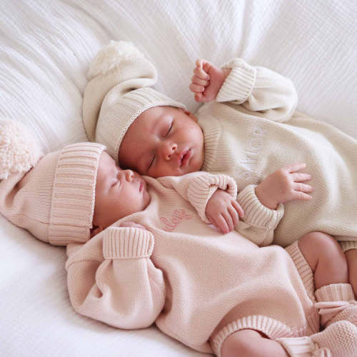 Embroidered Knit Sweater Bubble Romper | Tea Rose