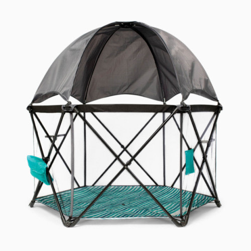 Baby Delight Go With Me Eclipse Portable Playard With Canopy - Watercolor Stripe/Grey