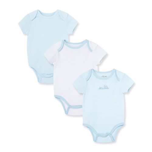 Little Me Clothes for Baby 3-Pack 100% Cotton Scratch Free Tag Bodysuits, Newborn to 9 Months