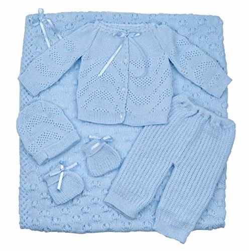 FLVFF Baby Crochet Blanket Outfit Newborn Beautiful Clothing 5 Pieces Set (BB3)