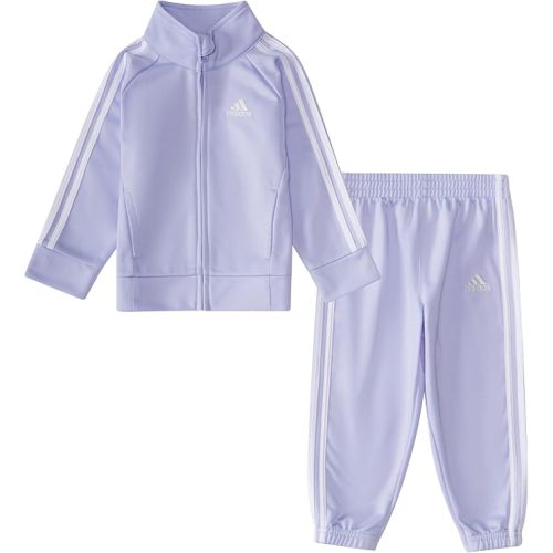 adidas Baby Girl's Zip Front Classic Tricot Jacket and Joggers Set