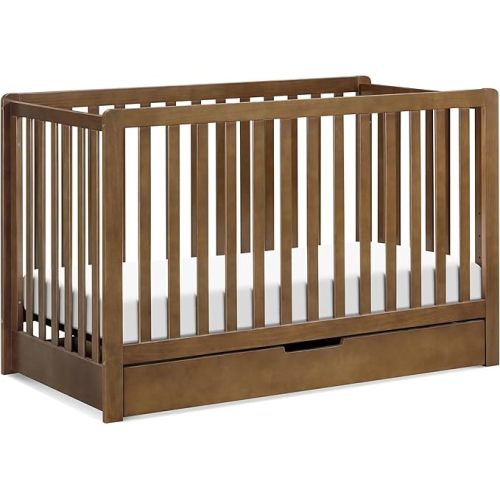 Carter’s by Davinci Colby 4-in-1 Convertible Crib w/Trundle Storage - GREENGUARD Certified, Convertible Baby Crib to Toddler Bed, Daybed, Full-Size Bed - 4 Adjustable Mattress Heights, Walnut