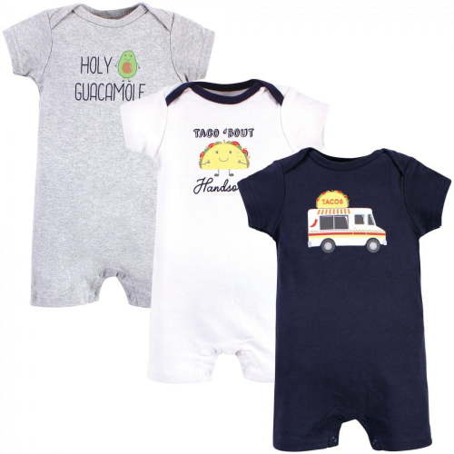Hudson Baby Infant Boy Cotton Rompers, Taco Truck, 9-12 Months