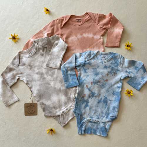 Botanically Dyed Baby Onesie (12 Months): Natural Shibori Eco-Print