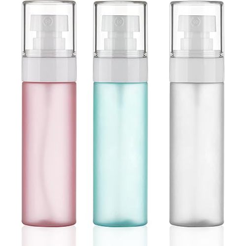 Travel Spray Bottles TSA Approved 3 Pack (2.2oz/65ml), Leak Proof Fine Mist Refillable Empty Plastic Spray Bottles for Perfume, Essential Oils, Toners, Hair & Face Mist (65 ml)