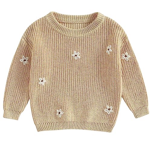 Mubineo Baby Girl Winter Clothes Cute Flower Sweater Crewneck Pullover Long Sleeve Knit Newborn Infant Sweaters