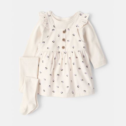 Baby Girl Carter's 3-pc. Floral Long-Sleeve Dress & Tights Set