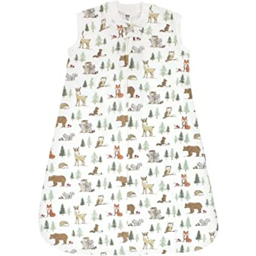 Hudson Baby Unisex Baby Premium Quilted Sleeveless Sleeping Bag and Wearable Blanket, Forest Animals, 0-6 Months