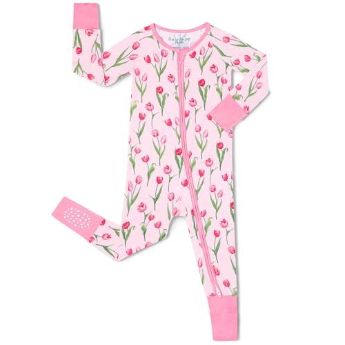 babee Reshinee Viscose Derived from Bamboo Baby Footie Pajamas Convertible Newborn Sleeper for Baby Girl Zipper Onesie 0-24M