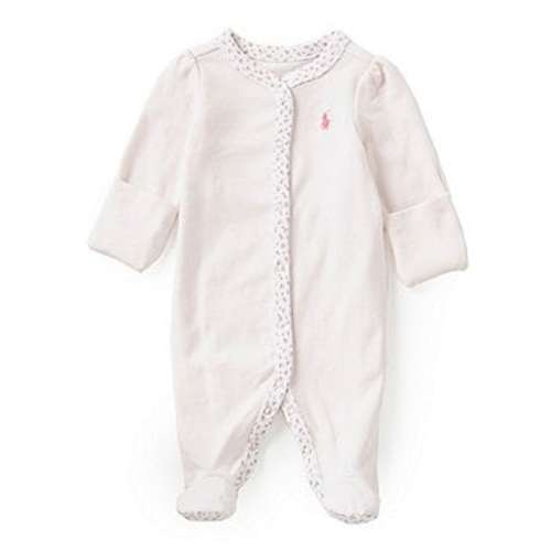 Ralph Lauren Baby Girls Floral-Trim Footie Coverall | Dillard's