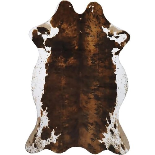 Sgizoku Cow Print Rug - 3.6x2.5 Feet Cow Hide Rugs Faux Cowhide Rug Cute Area Rug Fun Western Room Decor Cow Rugs for Living Room Bedroom Non-Slip Yellow-Brown(43 inches x 29 inches)