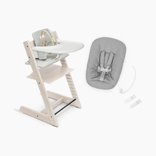 Stokke Tripp Trapp High Chair Complete² + Newborn Set - Whitewash/Nordic Cushion/White Tray