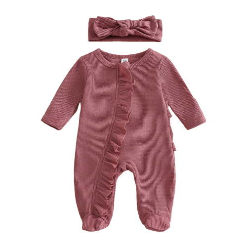 WUANDIXFA Baby Girls Cactus Footies Zip Up Onesie Romper (Wine, Newborn)