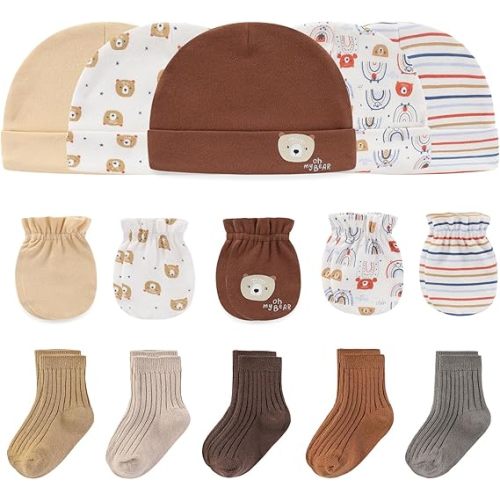 Baby Hats Mittens and Socks Set Cotton Newborn Hat Beanie Soft Infant Girls Boys Caps Gloves 0-6 month