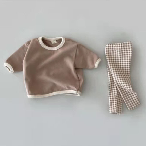 Baby 2-Piece Earthy Color Plaid Set