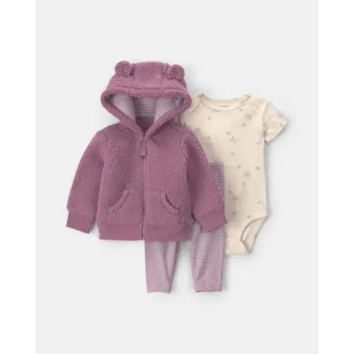 Baby Girl 3-Piece Bear Teddy Fleece Layering Set - Purple | Carter's