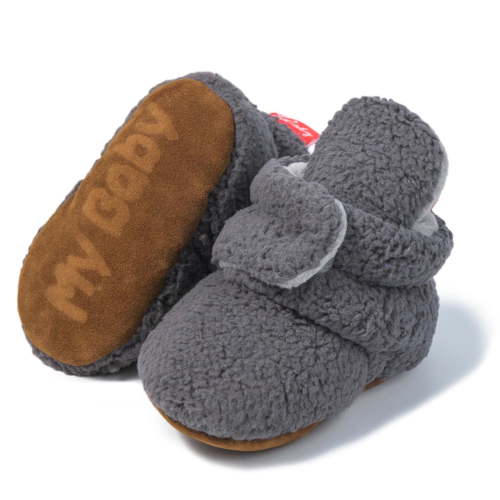purcolt Unisex Baby Fleece Booties, Newborn Infant Warm Cozy Slippers, Stay On Sock Shoes, Soft Non-Slip Adjustable Boots for Boys and Girls, Unisex Baby Gifts