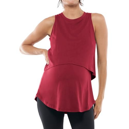 Tankaneo Womens Summer Maternity Nursing Tank Tops Sleeveless Double Layer Breastfeeding Shirt Pregnancy Clothes